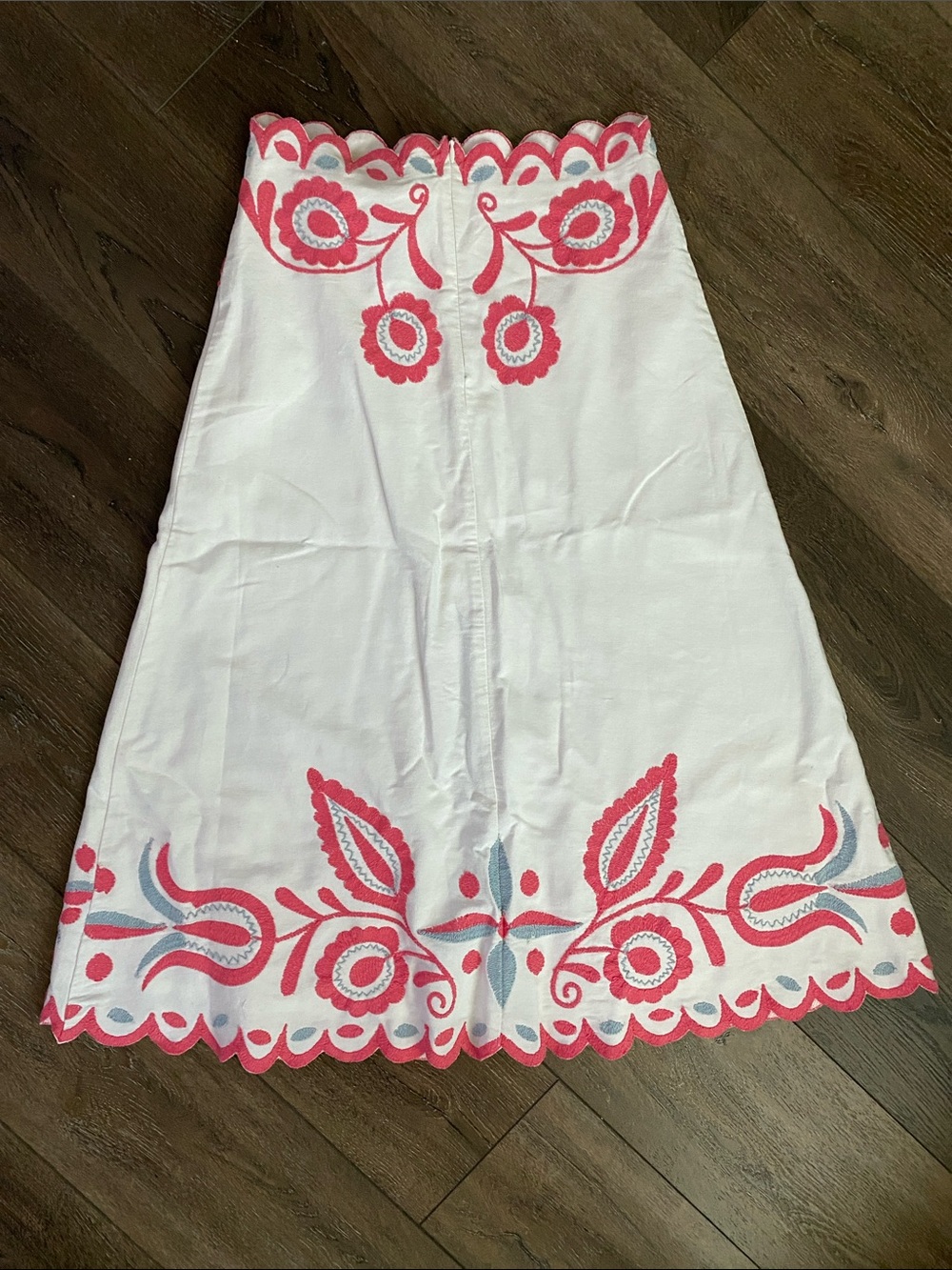 $425 NWT Sea New York White A-Line Skirt with Coral and Soft Gray Embroidery - Picture 4 of 7